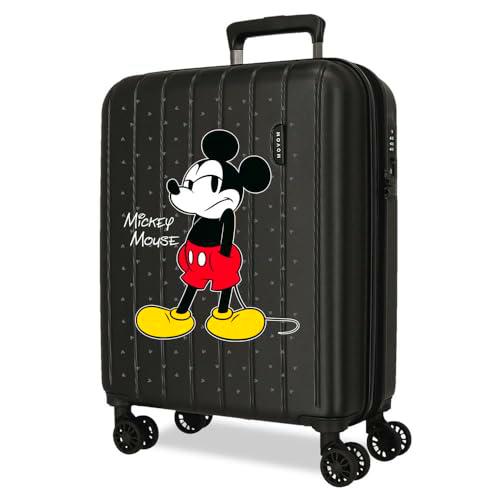 Joumma Disney Mickey Waiting Maleta de Cabina Negro 40x55x20 cms rígida 2,8 kgs Cierre TSA Integrado ABS 2,8 kgs 37L Extensible Equipaje de Mano