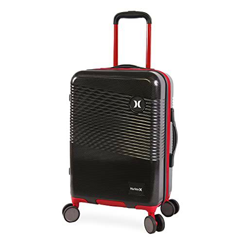 Hurley Looper Hardside - Maleta giratoria, Negro, Rojo