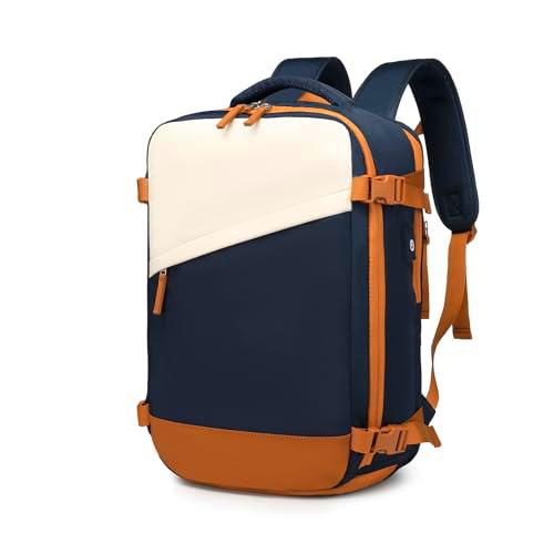 Kono Mochila de Mano 45 x 30 x 18 Mochila Casual Diaria Resistente al Agua Mochila de Viaje para Portátil de 15.6 Pulgadas con Puerto de Carga USB y Compartimento para Zapatos (Marina)